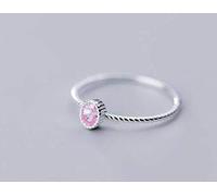 WOZUIMEI S925 Simple Argent Anneaux Femmes Coréenne Unique Diamant Bague Cette Personnalité Style Doux Fille Coeur Anneau Bijouxrose, 18.1