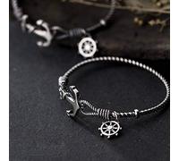 WOZUIMEI S990 Bracelet en Argent Femmes Tendance de la Mode Gouvernail Ancre Thai Bracelet en Argent Style Personnalisé Ornements Main Torsion BijouxStyle mat, Argent S999