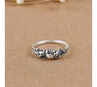 WOZUIMEI Style Chinois Bague Bijoux en Argent Pur Anneau S990 Réglable Split Lotus Anneau Antique Artisanat Femelle Cadeau Thai Argentbague