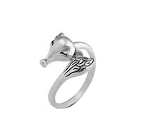 WOZUIMEI Style Chinois Bague Bijoux Mat Rétro Bijoux en Argent Pur S990 Terling Bague en Argent Bijoux Femelle Ouverture Esprit Renard AnneauBague Spirit Fox