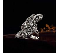 WOZUIMEI Style Chinois Bague Bijoux S925 Bague en Argent Pur Marcassite Rétro Personnalité Correspond à Tous les Haut de Gamme Thai Argent Ouvert Bague FéminineTaille unique