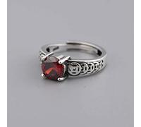 WOZUIMEI Style Chinois Bague Bijoux S925 Bague en Argent Sterling Rétro en Détresse Hommes Et Femmes Argent Motif de Cuivre Zircon Bague Fendue Réglablerouge