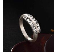 WOZUIMEI Style Chinois Bague Bijoux S990 Bague en Argent Pur Indiana Rétro Totem Bague en Argent Pur Réglable Split Personnalité Bague FéminineOuverture réglable