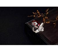 WOZUIMEI Style Chinois Bague Bijoux S990 Bague en Argent Pur Xiangyun Calcédoine Grenade Rouge Rouge Corindon Ouverture Bague en Argent Pur Rétro Bague Femmegrenat