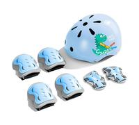 Wozwe® Professional Casque de sport pour enfants, genouillères et coudières, set de 7 pièces, bleu (2-14 Ans) S