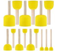 Wozzies 15 Pièces Tampon Peinture Enfant, 5 Tailles Pinceau Mousse Peinture Pinceaux Éponge Peintures avec Manche Bois, Brosses à éponges Rondes pour Art Artisanat Poterie Graffiti