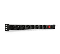 WP WPN-PDU-I01-08 Unité de Distribution d'énergie (PDU) de Base, 1,5 U, Horizontal/Vertical, 250 V, 16 A, Type F (Schuko) Noir
