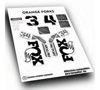 WP690 Autocollants compatibles avec fourche Fox 34 SC Orange Factory Forks 2021-2025, noir