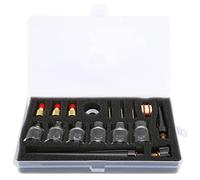 WP9/20 Welding Torch Accessories Kit, Argon Welder Gun Replacement Parts, 6 Glass Nozzles 3 Tungsten Clamps with Silicone Ring and Guide Pieces, 2mm Thick Glass Mouth for Professio