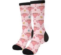 Wpamlrta Chaussettes fantaisie fantaisie pour la science, la chimie, la biologie et la physique, Fleurs d'utérus roses, taille unique