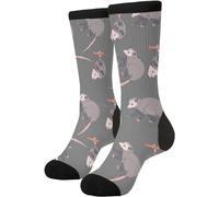 Wpamlrta Chaussettes longues fantaisie Crazy Crew décontractées pour adulte Unisexe, Opossum mignon, taille unique