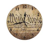 Wpamlrta Horloge murale ronde avec inscription « The Constitution for the United States of America » - Décoration d'intérieur pour salon, chambre à coucher, cuisine, bureau - 25,4 cm - Slient - Sans