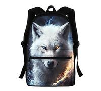 Wpamlrta Sac à dos pour enfants pour garçons et filles, cartable motif loup cool, 40,6 cm, multifonctionnel, grande capacité, loup blanc, Loup blanc., taille unique