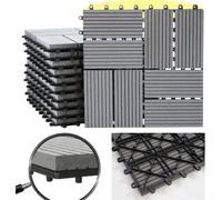 Carreaux En Wpc Rhone, Aspect Bois Pour Balcon/Terrasse, 11 Carreaux À 30x30cm = 1m² Premium, Gris Rectangle Gris