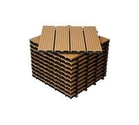ECD Germany WPC Carreaux 30x30 cm - 11 Pièces par 1m² - avec Aspect de Bois - Teak - Dalles avec Système de Drainage - pour Terrasse de Balcon Patio Jardin Piscine - Carreaux de Sol Extérieur
