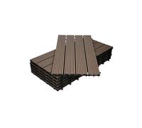 WPC Carreaux 60x30 cm -18 Pièces par 3m² - avec Aspect de Bois - Marron Foncé