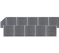 WPC Clôture Set 10 Carrés + 1 Pente 1830x186 cm Gris