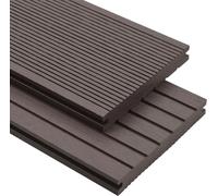 WPC Lames de terrasse massives avec accessoires 10 m² 2,2m brun foncé