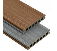 WPC Lot de lames de terrasse Coextrudées imperméables Composite bois-plastique pour balcon, piscine 20 m² 4 m de long Marron et gris