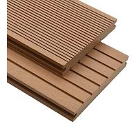 WPC Lot de lames de terrasse massives 10 m², 4 m, aspect teck imperméable, matériau composite bois-plastique durable pour balcon, piscine