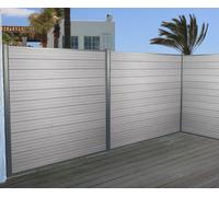 Wpc Pare-Vue Sarthe, Abat-Vent, Clôture, Aluminium Premium Lot De 3, 5,6m, Gris Gris