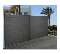WPC pare-vue Sarthe, abat-vent, clôture, poteau en WPC lot de 2, 3,76m, anthracite