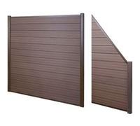 Wpc Pare-Vue Sarthe, Abat-Vent, Poteau En Aluminium Lot De 2 Oblique - 2,82m Marron Marron