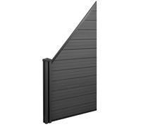Wpc Pare-Vue Sarthe, Abat-Vent, Poteau En Wpc Élément D'élargissement, Biais À Gauche, 0,98m, Anthracite Gris