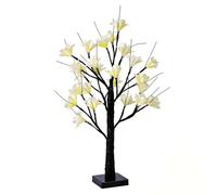 wpdash Lampe de table orchidée blanche chaude 24 LED en forme d'arbre Veilleuse USB ou batterie Double alimentation pour vitrine de magasin de fleurs Décoration d'intérieur Lumière romantique Date