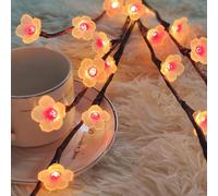 wpdash Lot de 2 guirlandes lumineuses LED pour fleurs de cerisier artificielles de style nordique - Blanc chaud - Avec fleurs flexibles - Veilleuse décorative pour chambre à coucher, salon, foyer ou
