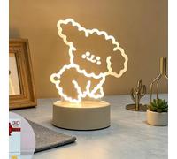 wpdash Veilleuse illusion de chien bouclé 3D blanc chaud - Décoration d'ambiance - Lampe de bureau alimentée par USB avec interrupteur de contrôle - Idéale pour le camping, la boulangerie