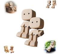 WPDUIODF Charmante Petite Figurine en Bois oscillante avec 12 Expressions magnétiques, décoration de Tableau de Bord Portable for Voyage, décoration de Voiture, Cadeau créatif(A-2pcs)