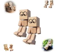 WPDUIODF Charmante Petite Figurine en Bois oscillante avec 12 Expressions magnétiques, décoration de Tableau de Bord Portable for Voyage, décoration de Voiture, Cadeau créatif(B-2pcs)