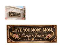 WPDUIODF Love You More, Mom - Always & Forever Porte À Suspendre, Plaque Murale Florale Vintage for La Fête des Mères,for Porte D'entrée, Porche, Chambre À Coucher, Décoration De La Maison(3.8x3.1in)