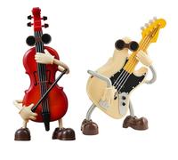 WPDUIODF « Quand La Mélodie Rencontre L’Art » - Figurines De Boîtes À Musique Violon Et Guitare, Ornements Musicaux Artisanaux en Résine, avec Mini-violons Sonores, for La Maison(2pc)