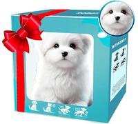 WPDUIODF Robot chien IA réaliste en peluche interactif pour adultes, chiot robot qui agit comme un vrai chiot, aboie, marche et course (blanc)
