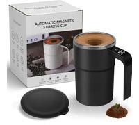 WPDUIODF Tasse À Café SpinBrew - Tasse À Café À Agitation Automatique, Tasse À Agitation Magnétique,Avec Affichage Numérique, Tasse Électrique Rechargeable Par USB-C For Café Et Thé(Black)