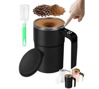 WPDUIODF Tasse Électrique Magnétique À Agitation Automatique Avec Couvercle, Rechargeable Et Intelligente For Café, Avec Affichage Numérique, For Café, Thé, Chocolat Chaud(Black)