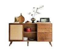 wpenshiDM125 Buffet de Rangement de Cuisine Buffet Multifonctionnel en rotin for la Maison, Armoire à Seau entière à Double Porte en Bois Massif Buffet