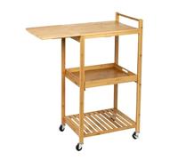wpenshiDM125 Chariot de Cuisine Chariot de Cuisine Roulant en Bambou à 3 Niveaux avec abattant et Plateau Amovible, Table d'appoint, Chariot Utilitaire, Meubles, Bar