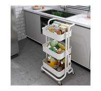 wpenshiDM125 Chariot de Cuisine Support de Rangement for Petit Chariot, Chambre à Coucher du Sol au, Cuisine, Salon, Support Stockage collations Multicouches, avec Mobile roulettes(Blanc)
