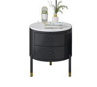 wpenshiDM125 Table Basse Petite Table d'appoint avec 2 tiroirs, Meuble de Chevet, Nuit, Cadre doré for Chambre à Coucher, Salon, Basse Ronde, Cocktail Table de Salon(Noir)