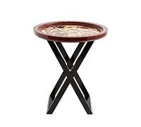 wpenshiDM125 Table Basse Table d'appoint avec Plateau Peint, Petite Table for Salon, Chambre, Balcon, Bureau, Moderne en Bois Massif, de Chevet, décoration d'intérieur Table de Salon(Red)