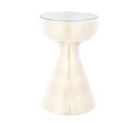 wpenshiDM125 Table Basse Table d'appoint Pliable, 33 x 53,3 cm, Table Ronde, Petite, Basse de Bistro Table de Salon(White+Clear Glass)