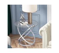 wpenshiDM125 Table Basse Table d'appoint Ronde, Table en Verre avec Cadre métal, Petite Basse de Style Moderne for Petits espaces, Salon, Balcon, Chambre à Coucher Table de Salon(Blanc)