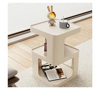 wpenshiDM125 Table Basse Tables d'appoint for Le Salon, Table carrée Moderne avec étagère de Rangement, Chevet Cadre en métal Robuste, 15,7 x 21,2 Pouces Table de Salon(Beige)