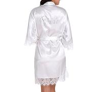 WPFING Dentelle Chemise de nuit de mariage pour la mariée nuptiale Polyester Bride chemise de nuit femmes Robes Color Blanc, Size Small