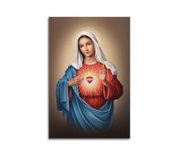 WPHSFX Poster de Christ Jésus Le Sacré-Cœur de la Vierge Marie - Impression sur toile - Impression d'art moderne pour chambre à coucher - 50 x 75 cm