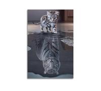 WPHSFX Poster inspirant chat comme tigre d'eau - Impression sur toile - Impression d'art moderne pour chambre à coucher - 50 x 75 cm
