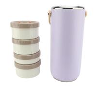 WPKD BLUEIY Bocal alimentaire isotherme sous vide de 3,4 L, en acier inoxydable, à large goulot, portable, étanche, pour le travail, violet, isotherme